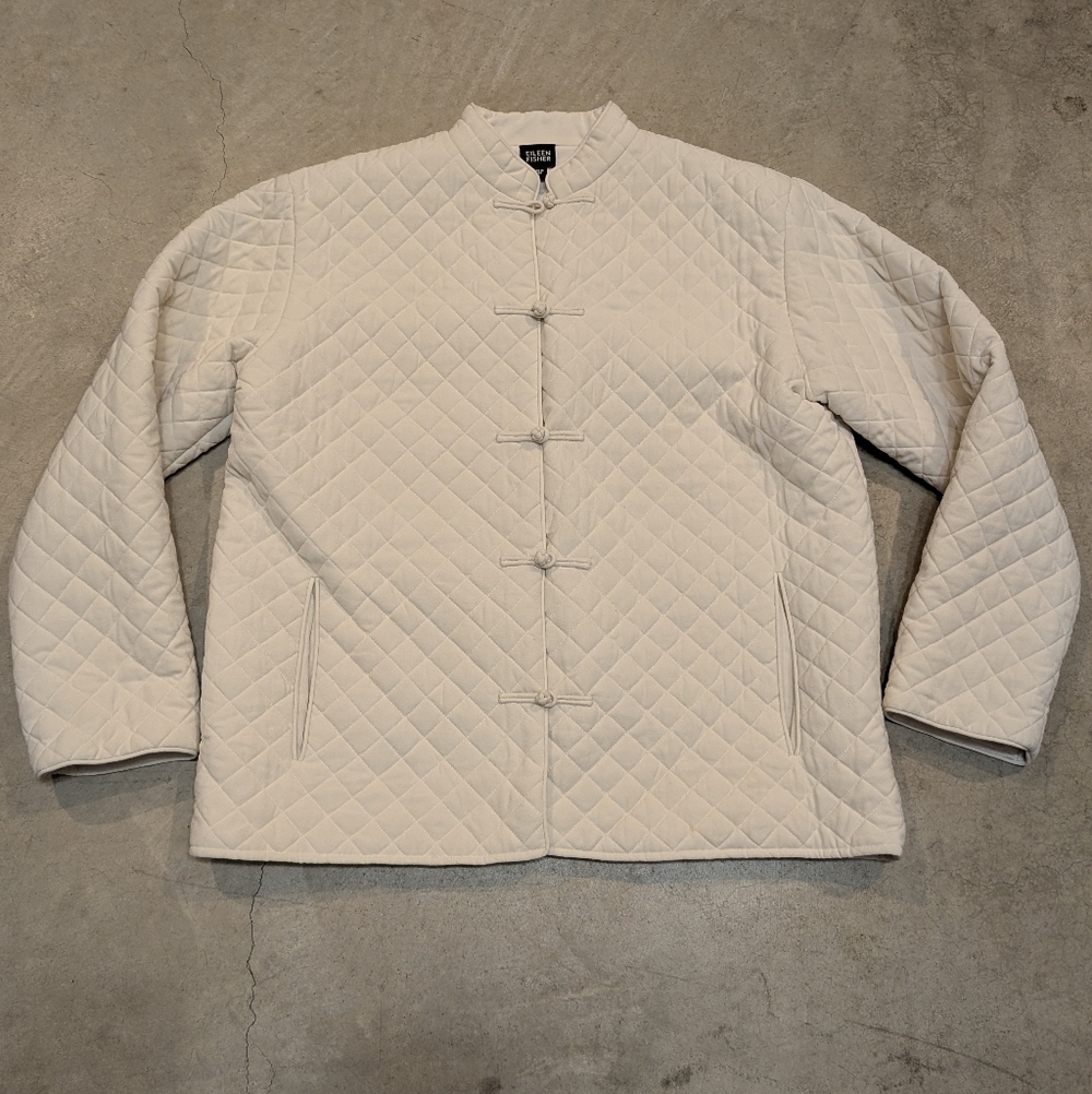 Eileen Fisher Silk Kimono Style Jacket Quilted Women's S Flaws